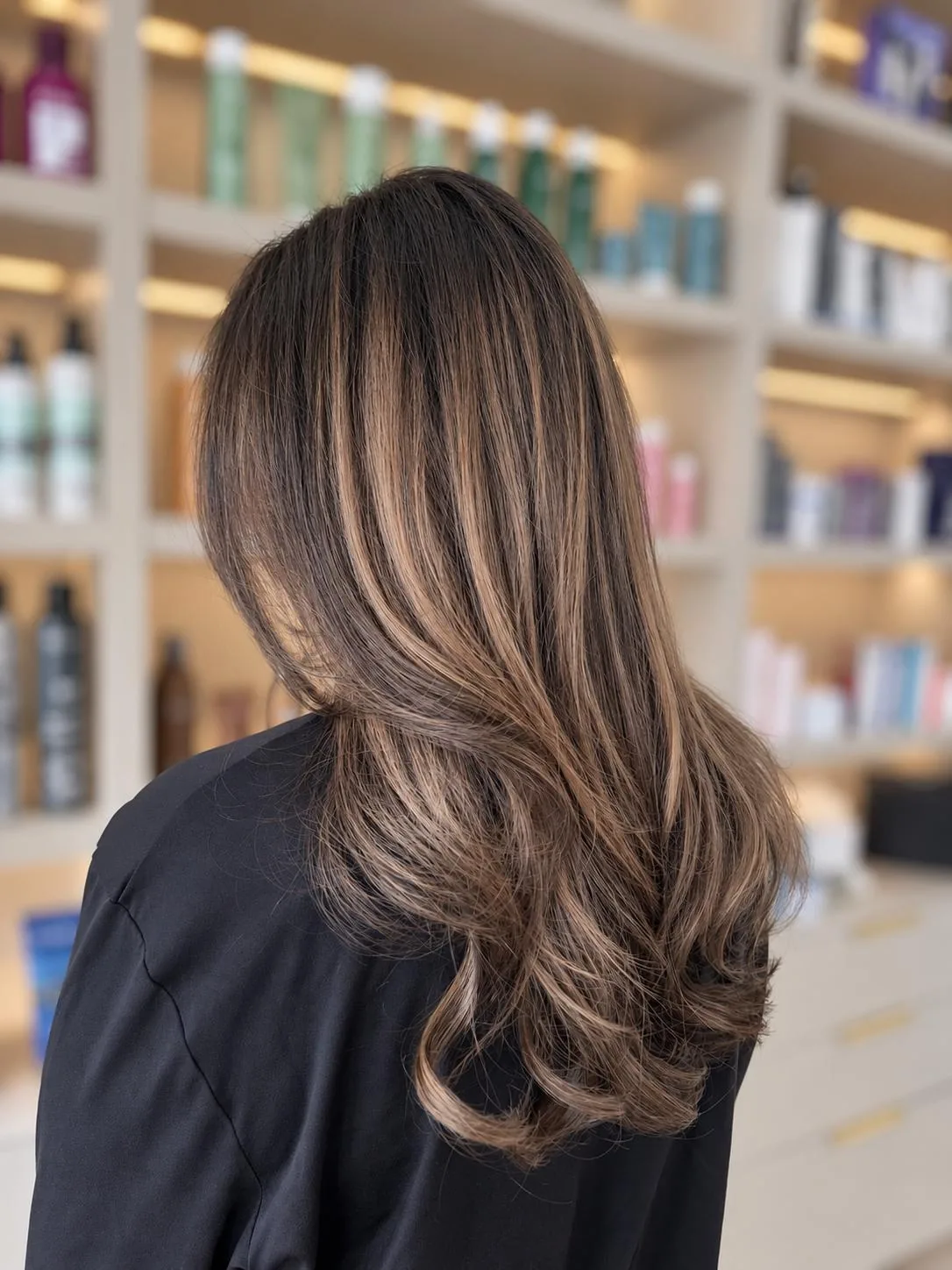 Long cool brunette hair with ombre balyage